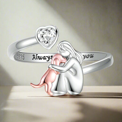 Anne™ - Bague avec Icône de Chien (Rose)